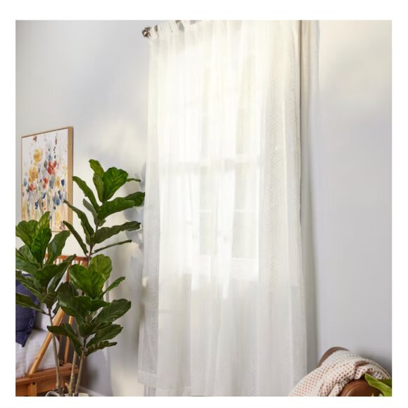 Origin 21 84-in White Geometric Light filtering Top tab Single curtain panel - Picture 3 of 8